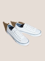 White Stuff White Canvas Lace-Up Plimsoll Trainers - Image 2 of 3