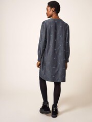 White Stuff Grey Sofia Emb Shift Dress - Image 2 of 6