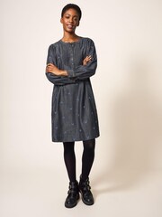 White Stuff Grey Sofia Emb Shift Dress - Image 3 of 6