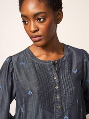 White Stuff Grey Sofia Emb Shift Dress - Image 4 of 6