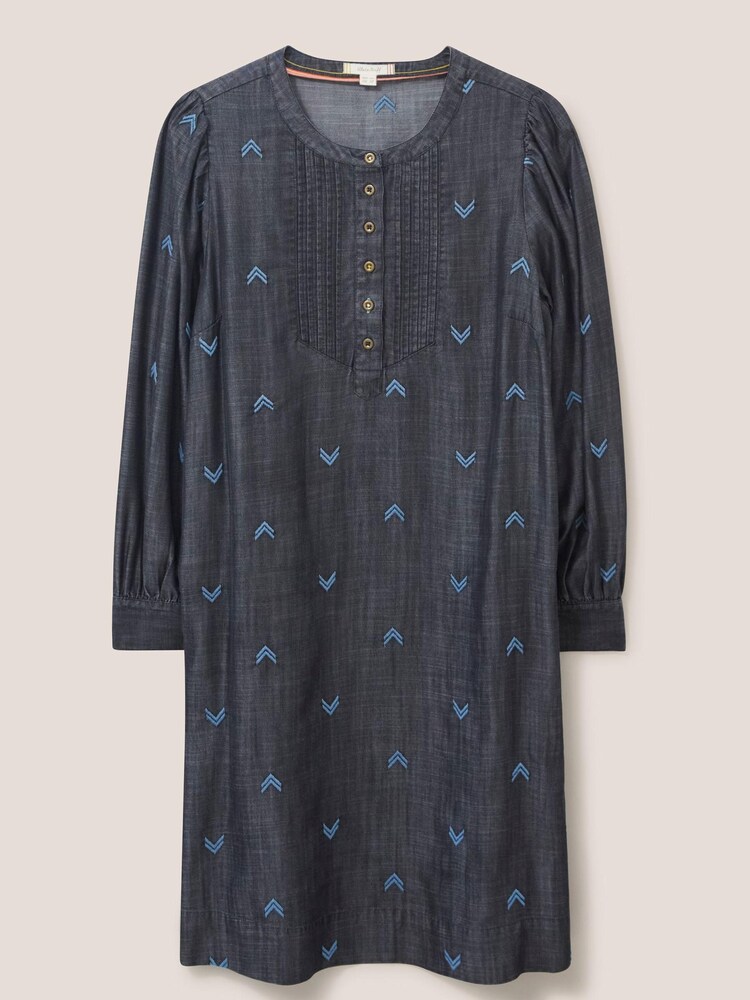 White Stuff Grey Sofia Emb Shift Dress - Image 5 of 6
