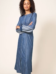 White Stuff Blue Jasmine Denim Midi Dress - Image 1 of 6