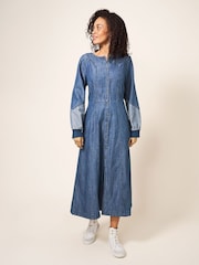 White Stuff Blue Jasmine Denim Midi Dress - Image 2 of 6