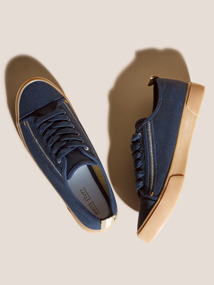 modra - White Stuff platnene trenirke s čipkami Plimsoll - Slika 3 iz 3