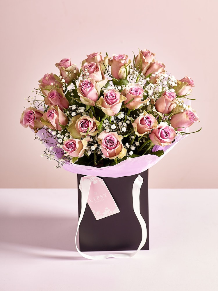 Lipsy Multi Rose Fresh Flower Bouquet in Gift Bag - Image 1 of 3