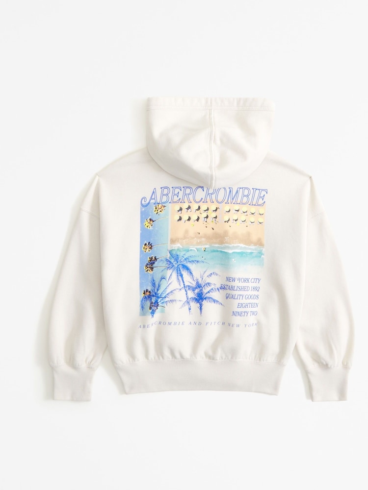 Abercrombie & Fitch Holiday Back Graphic Print White Hoodie - Image 2 of 2