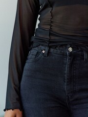 Black Long Sleeve Mesh Top - Image 4 of 6