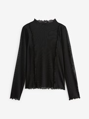 Black Long Sleeve Mesh Top - Image 5 of 6
