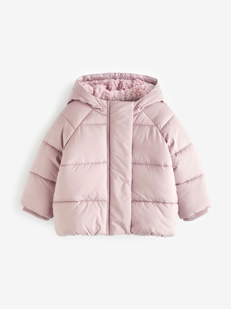 Lilac Purple Padded Baby Jacket With Hood (0mths-2yrs) - Image 1 of 6