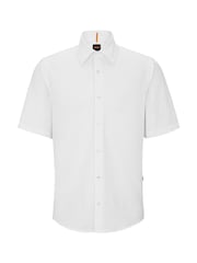 BOSS White Regular Fit Short Sleeve 100% Cotton  Oxford Shirt - Image 6 of 6
