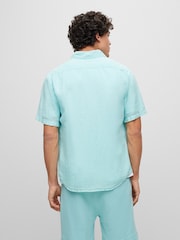 BOSS Blue Short Sleeve Linen Shirt - Image 2 of 6