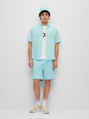 BOSS Blue Short Sleeve Linen Shirt - Image 3 of 6