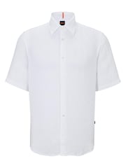 BOSS White Short Sleeve Linen Shirt - Image 7 of 7