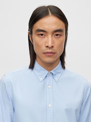 BOSS Blue Regular Fit Buttondown Oxford Long Sleeve 100% Cotton Shirt - Image 5 of 6