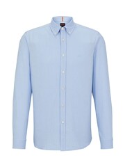 BOSS Blue Regular Fit Buttondown Oxford Long Sleeve 100% Cotton Shirt - Image 6 of 6