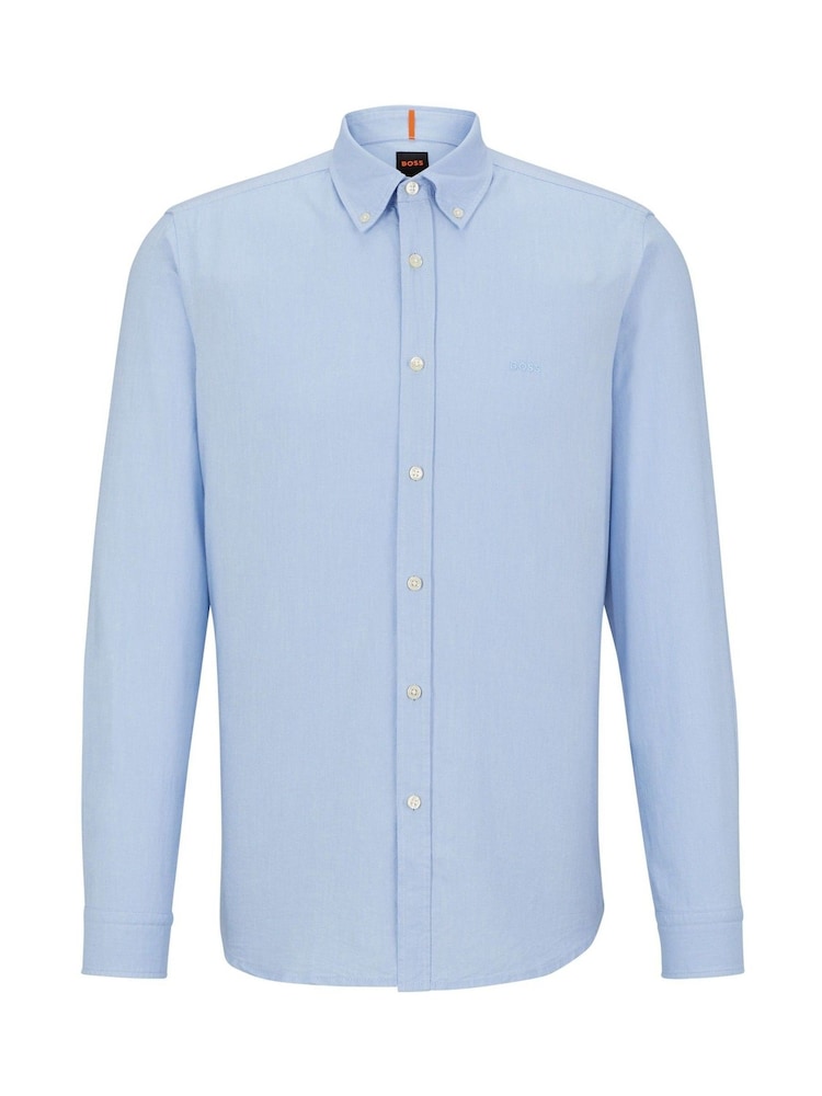 BOSS Blue Regular Fit Buttondown Oxford Long Sleeve 100% Cotton Shirt - Image 6 of 6
