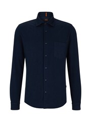 BOSS Dark Blue Garment Dyed Slim Fit Jersey Cotton Long Sleeve Shirt - Image 6 of 7