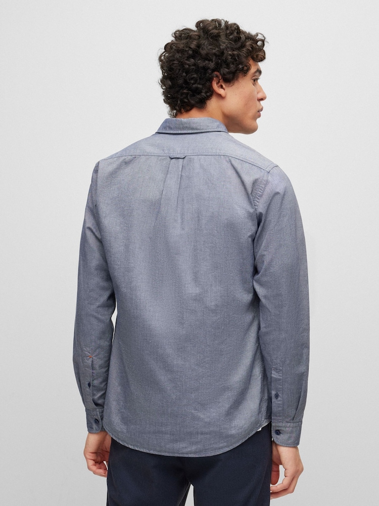BOSS Blue Chrome Regular Fit Buttondown Oxford Long Sleeve 100% Cotton Shirt - Image 2 of 6