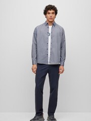 BOSS Blue Chrome Regular Fit Buttondown Oxford Long Sleeve 100% Cotton Shirt - Image 3 of 6