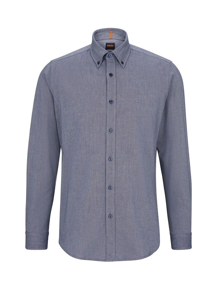 BOSS Blue Chrome Regular Fit Buttondown Oxford Long Sleeve 100% Cotton Shirt - Image 6 of 6