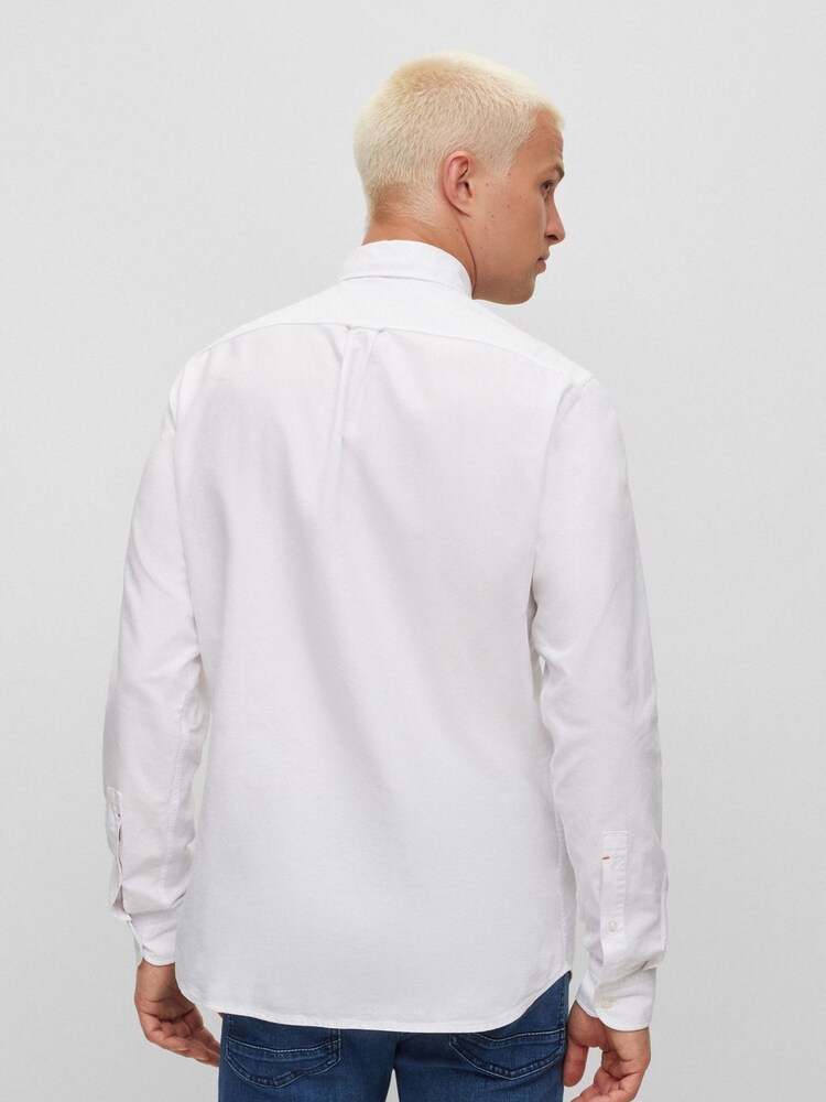 BOSS White Regular Fit Buttondown Oxford Long Sleeve 100% Cotton Shirt - Image 2 of 6