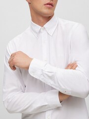 BOSS White Regular Fit Buttondown Oxford Long Sleeve 100% Cotton Shirt - Image 4 of 6