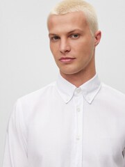 BOSS White Regular Fit Buttondown Oxford Long Sleeve 100% Cotton Shirt - Image 5 of 6