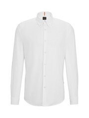 BOSS White Regular Fit Buttondown Oxford Long Sleeve 100% Cotton Shirt - Image 6 of 6