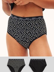 Black Spot Print Full Brief Medium Flow Period Knickers 2 Pack - Image 1 of 9