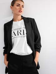 Black Tailored Crepe Single Breasted Blazer - Image 2 of 6