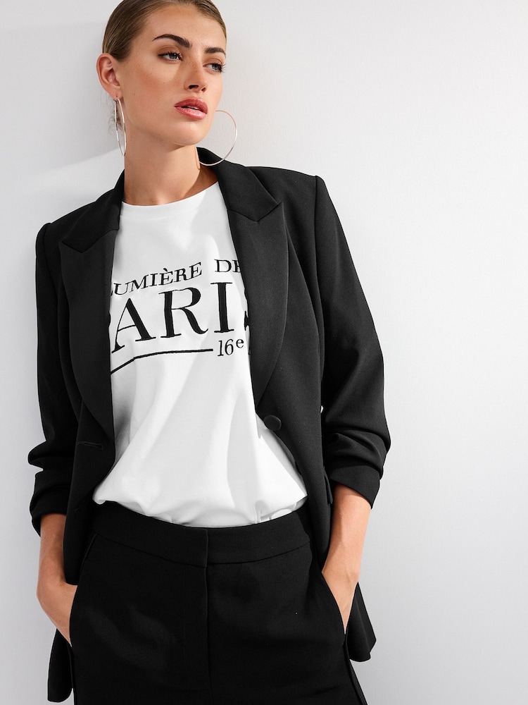 Black Tailored Crepe Single Breasted Blazer - Image 2 of 6