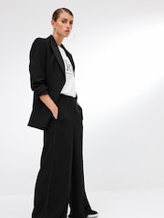 Black Tailored Crepe Single Breasted Blazer - Image 4 of 6