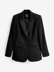 Black Tailored Crepe Single Breasted Blazer - Image 6 of 6
