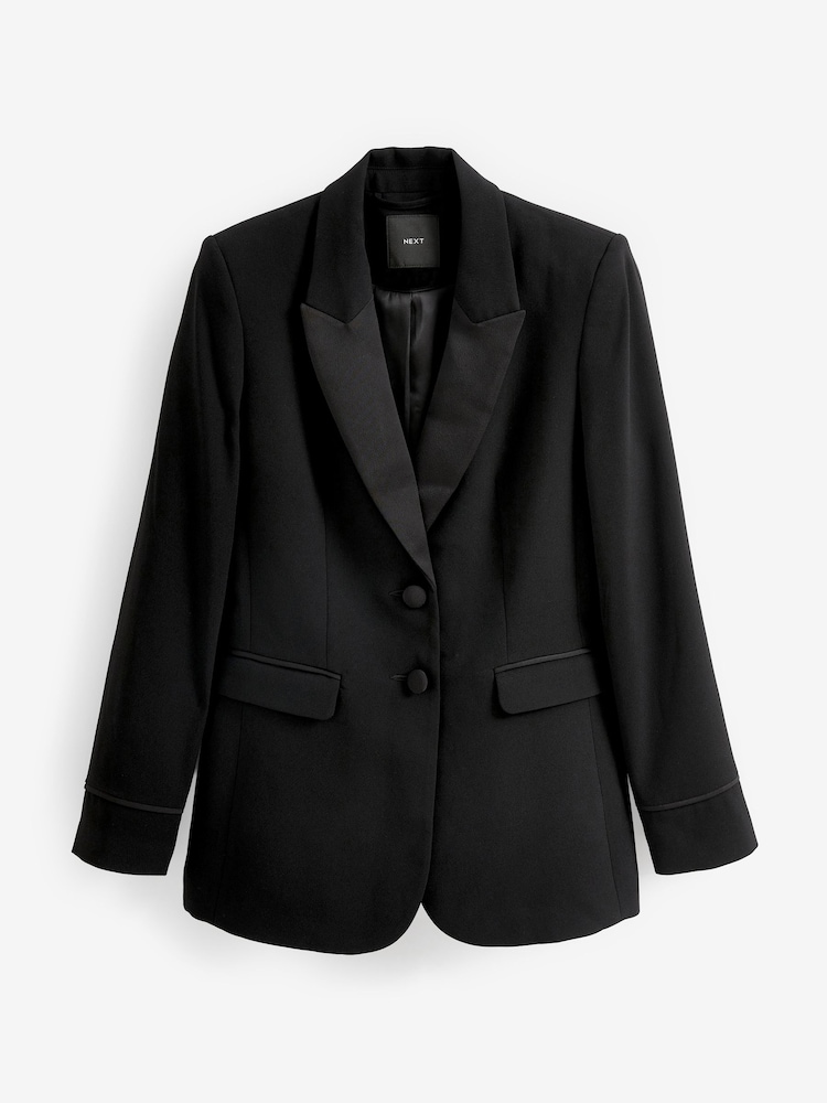 Black Tailored Crepe Single Breasted Blazer - Image 6 of 6