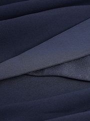 Navy Blue Tailored Crepe Long Sleeve Wrap Dress - Image 4 of 5