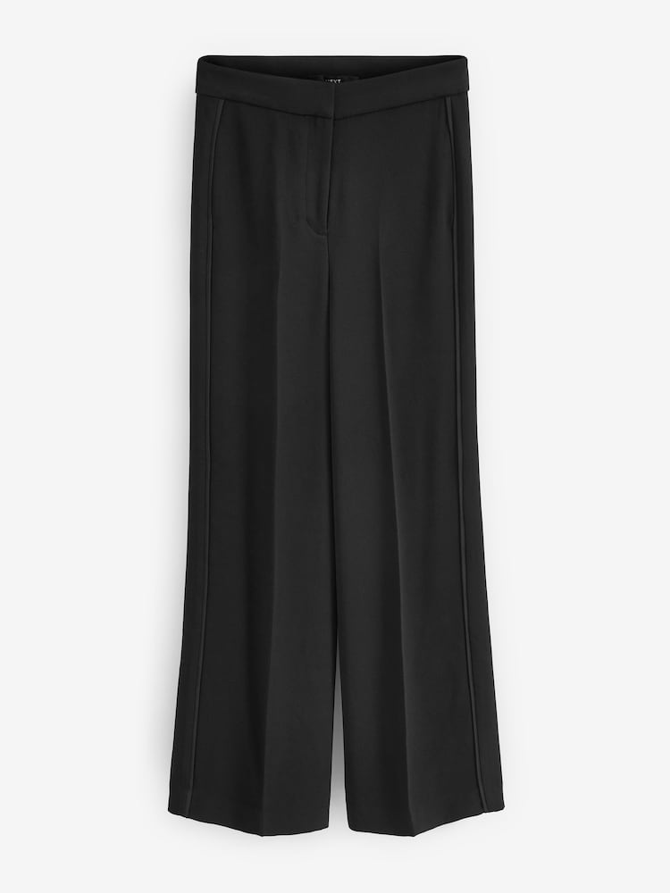 Black Tailored Crepe Super Wide Trousers - Image 1 of 6 Black Tailored Crepe Super Wide Trousers - Image 1 of 6