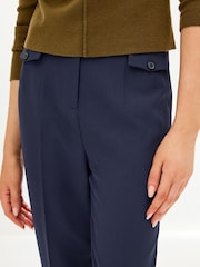 Navy Tailored Button Detail Taper Trousers - Image 4 of 6