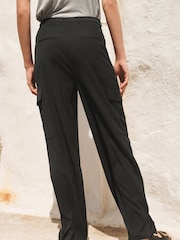 Black Tailored Cargo Wide Leg Trousers - Image 1 of 6