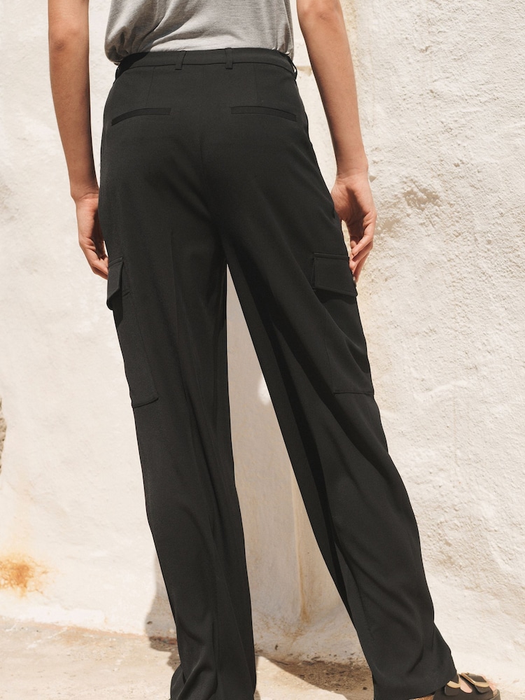 Black Tailored Cargo Wide Leg Trousers - Image 1 of 6