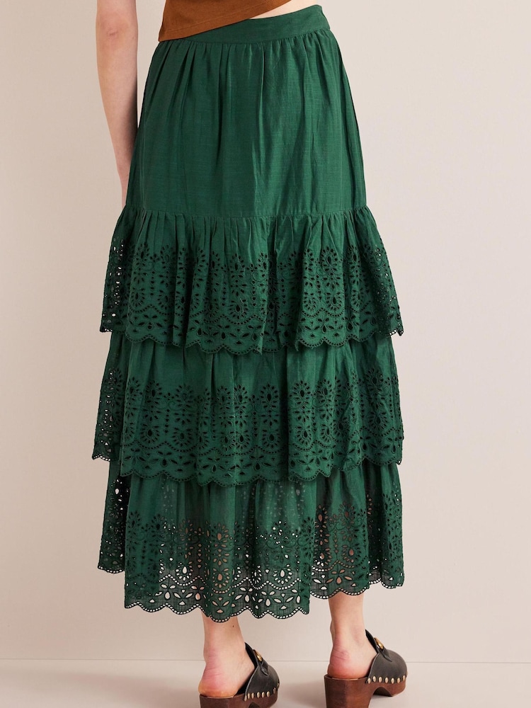 Boden Green Broderie Cotton Maxi Skirt - Image 2 of 6 Boden Green Broderie Cotton Maxi Skirt - Image 2 of 6