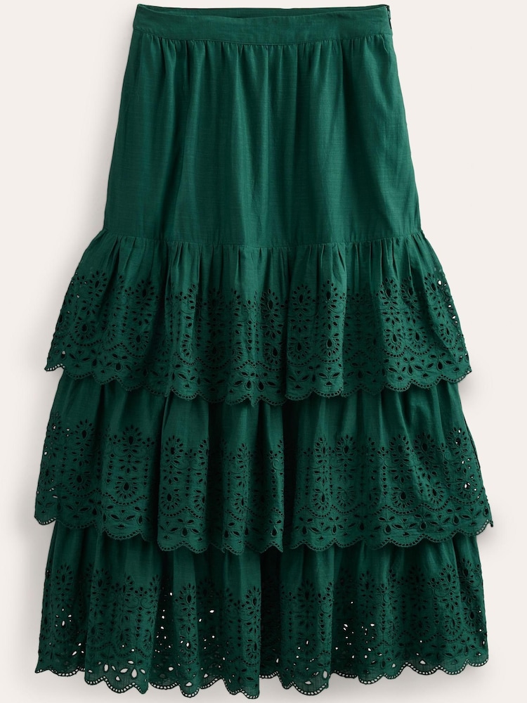 Boden Green Broderie Cotton Maxi Skirt - Image 6 of 6 Boden Green Broderie Cotton Maxi Skirt - Image 6 of 6