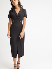 Black Tailored Midi Pencil Dress - Image 1 of 6