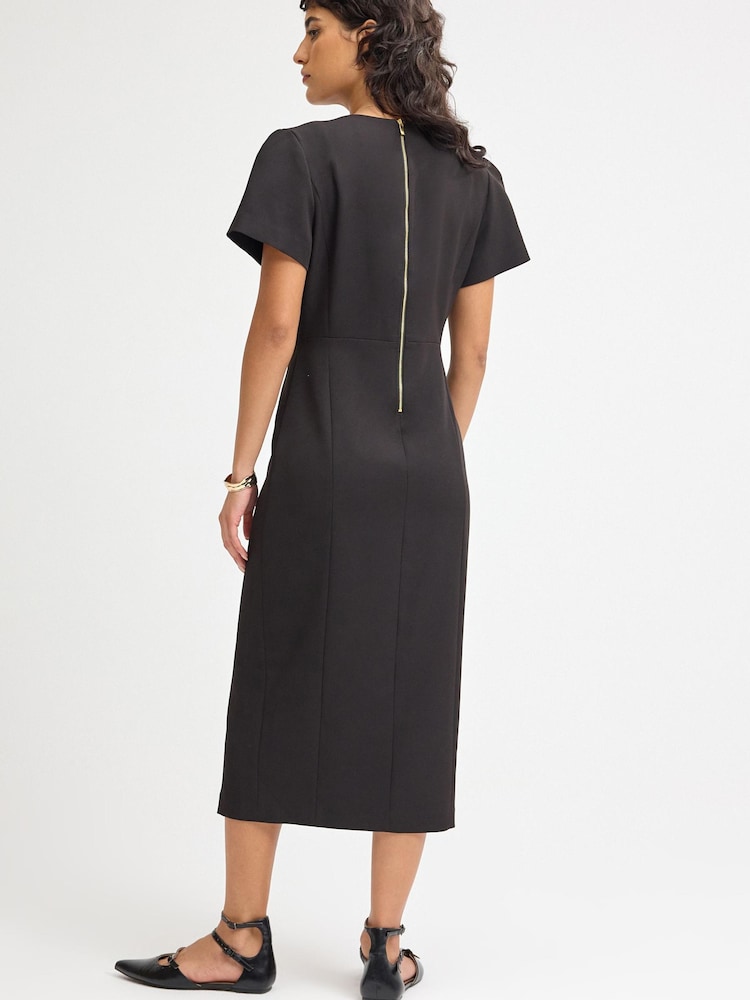 Black Tailored Midi Pencil Dress - Image 3 of 6