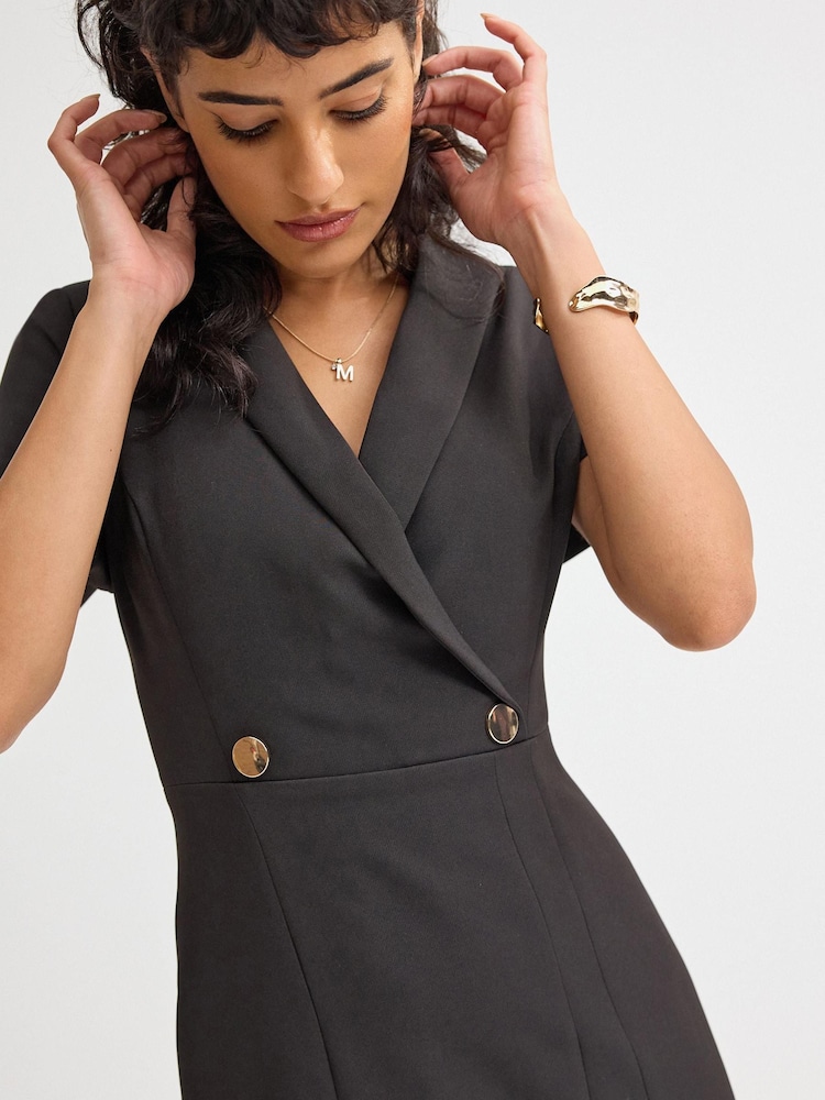 Black Tailored Midi Pencil Dress - Image 4 of 6
