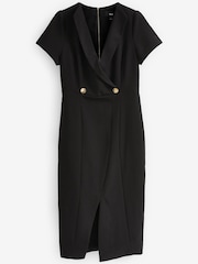 Black Tailored Midi Pencil Dress - Image 5 of 6
