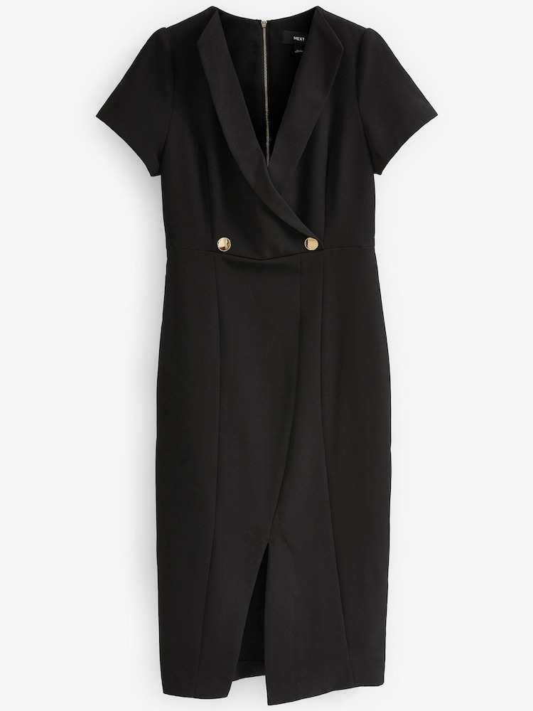 Black Tailored Midi Pencil Dress - Image 5 of 6