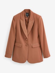 Copper Brown Tailored Crepe Single Breasted Blazer - Image 1 of 6