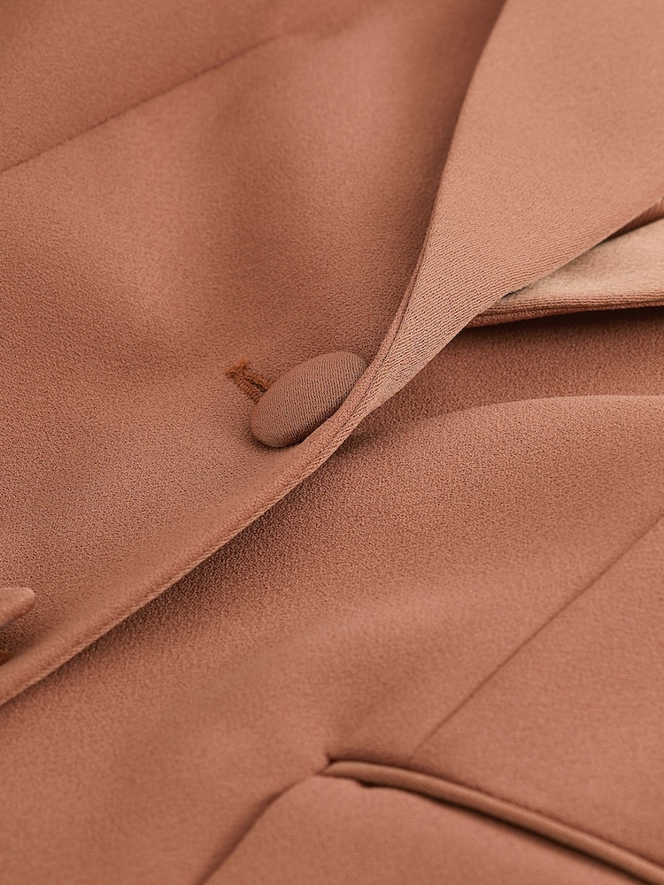 Copper Brown Tailored Crepe Single Breasted Blazer - Image 2 of 6