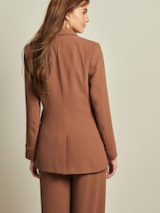 Copper Brown Tailored Crepe Single Breasted Blazer - Image 3 of 6