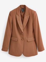 Copper Brown Tailored Crepe Single Breasted Blazer - Image 5 of 6